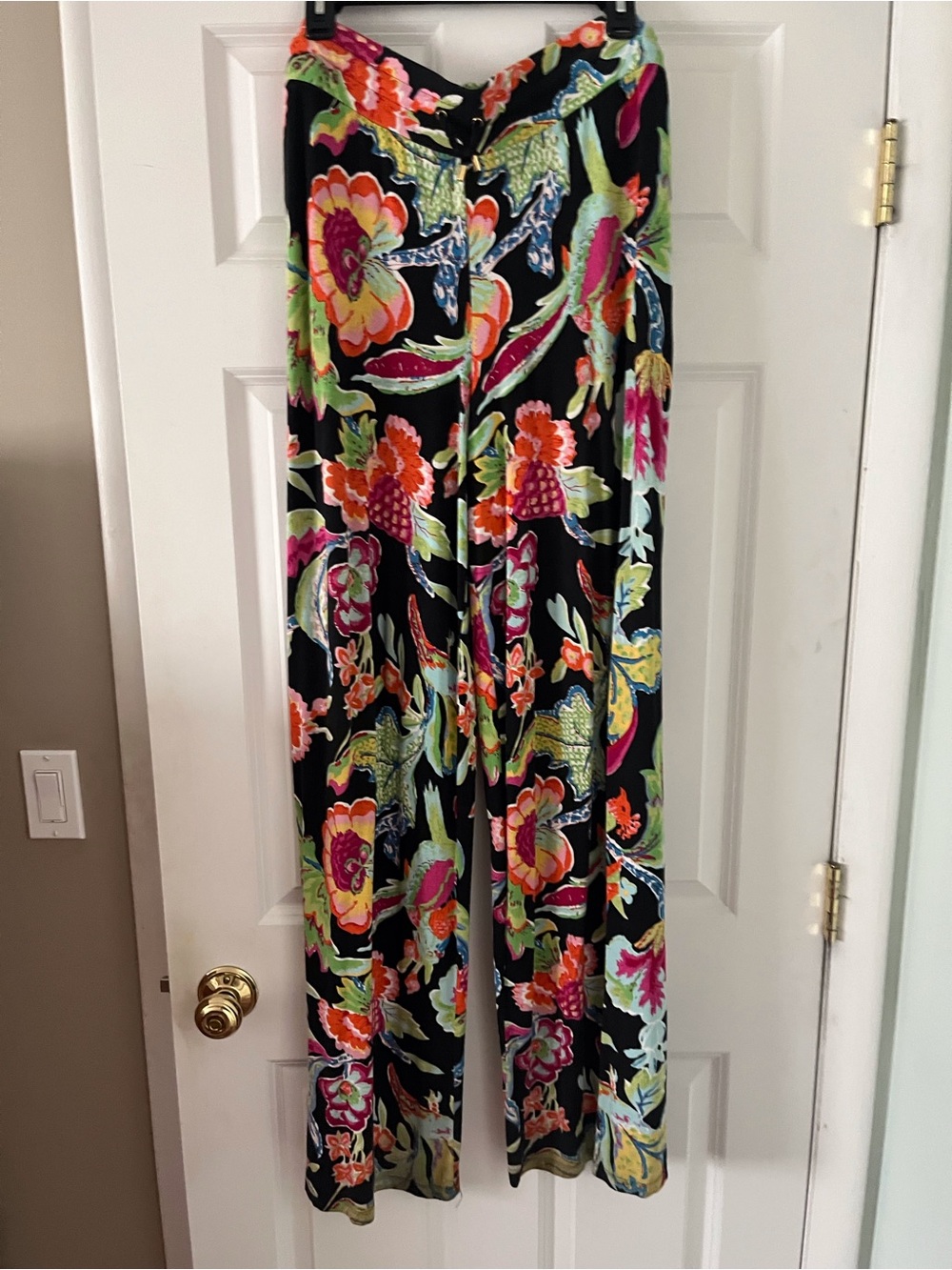 Ralph Lauren Black Wide-Leg Floral Print Pants